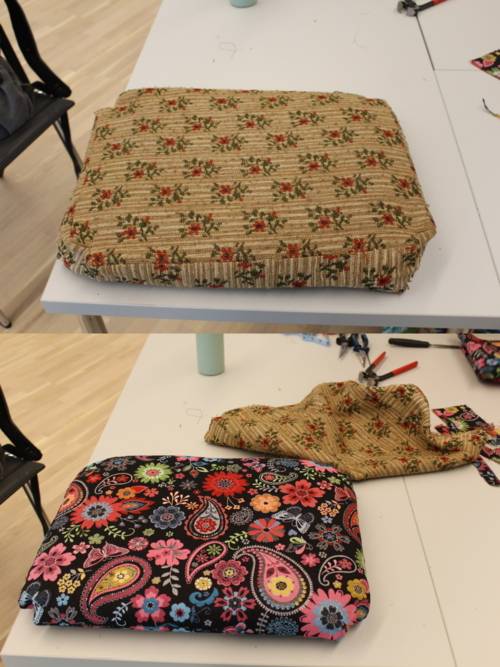 Aus Alt mach Neu: Beim KulturDate Textil wurde eine Sitzfläche neu bespannt
